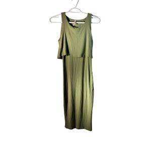 A+ Ellen Olive Ribbed Bodycon  Dress Size S Midi